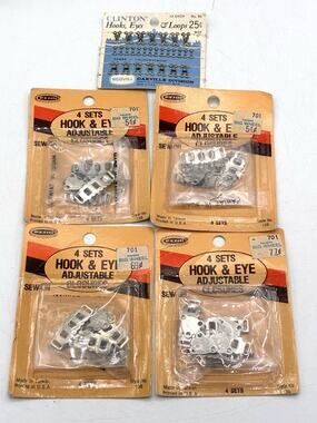 Vintage NOS Hook & Eye Closures – Penn Clinton Scovill Sewing Notions Lot MCM